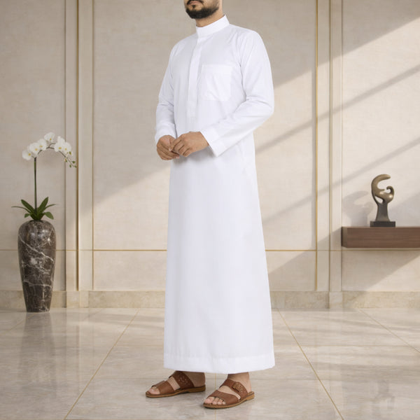Elegant Pure White – Saudi Style Thobe