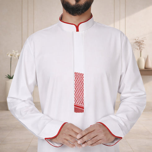 Shemagh Legacy – Red Accented Designer Thobe
