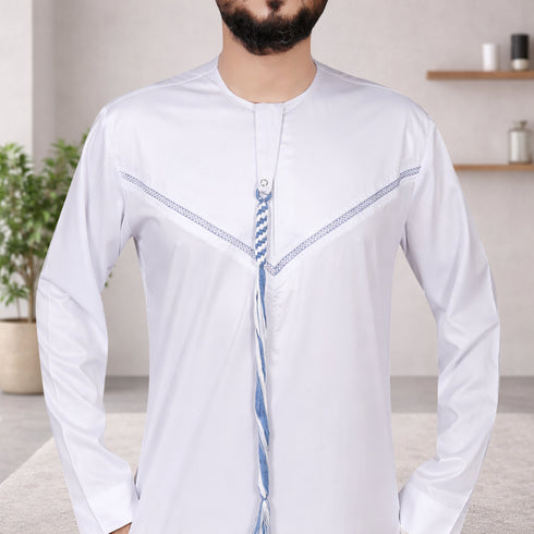 Indigo White Emirati Thobe - Men