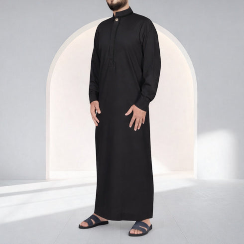 Premium Modern Onyx Black Thobe