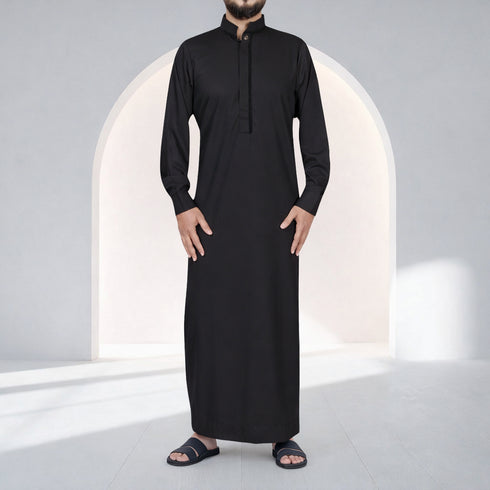 Premium Modern Onyx Black Thobe