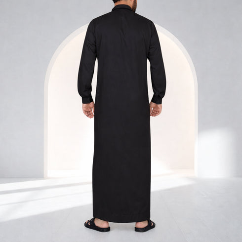 Premium Modern Onyx Black Thobe