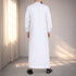 White Ember | Black Buttons | Designed Collar | Saudi Style Thobe