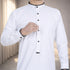 White Ember | Black Buttons | Designed Collar | Saudi Style Thobe