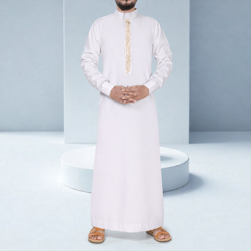 Pure Elegance – Royal Ivory Gold Embroidered Thobe