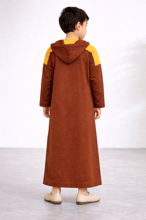 Dusky Brown Winter Hoodie Thobe-Kids