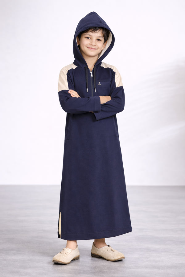 Royal Navy Winter Hoodie Thobe-Kids – White Strap Edition