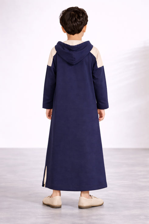 Royal Navy Winter Hoodie Thobe-Kids – White Strap Edition