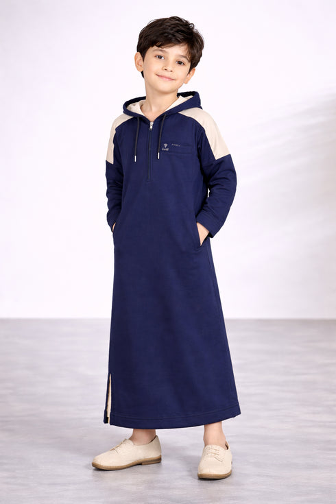 Royal Navy Winter Hoodie Thobe-Kids – White Strap Edition