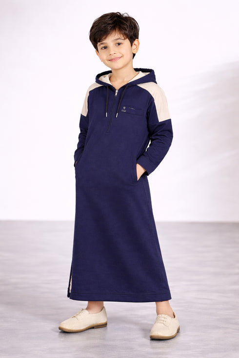 Royal Navy Winter Hoodie Thobe-Kids – White Strap Edition