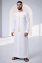 Elegant White Thobe with Gold Stripe Detailing for Men