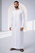 Elegant White Thobe with Gold Stripe Detailing for Men