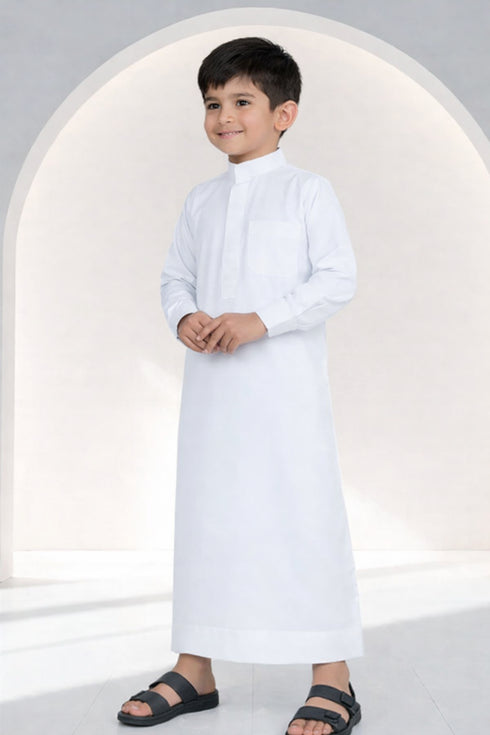 Elegant Ivory Saudi Thobe - Kids