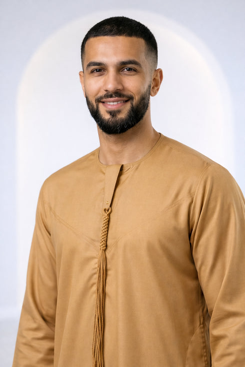 Arabian Sand (Camel Brown)-Emirati Thobe with Tassel
