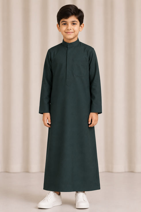Royal Forest Green Saudi Thobe - Kids
