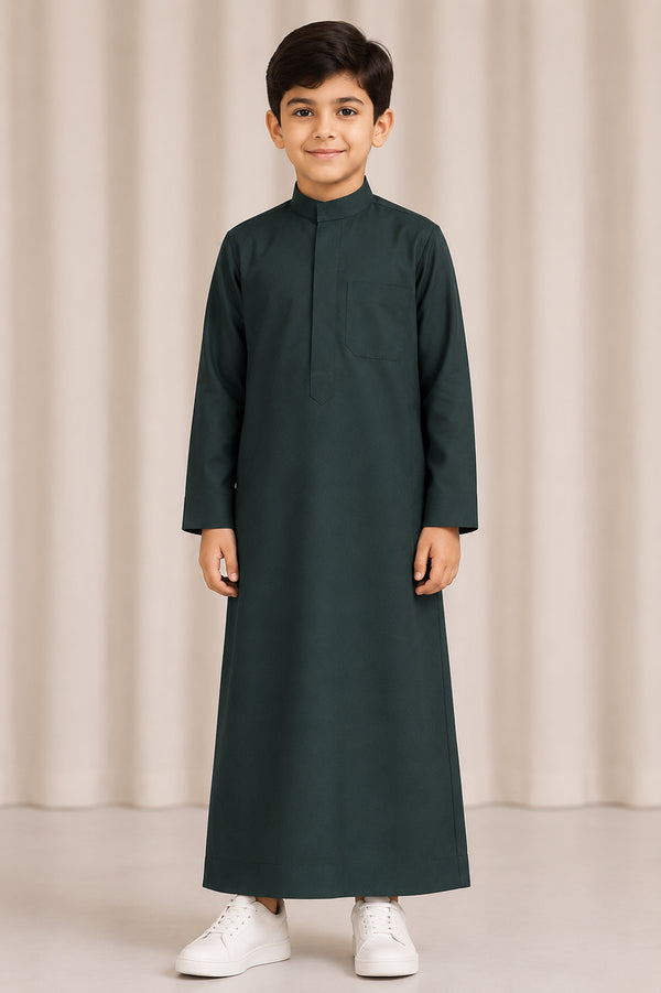 Royal Forest Green Saudi Thobe - Kids