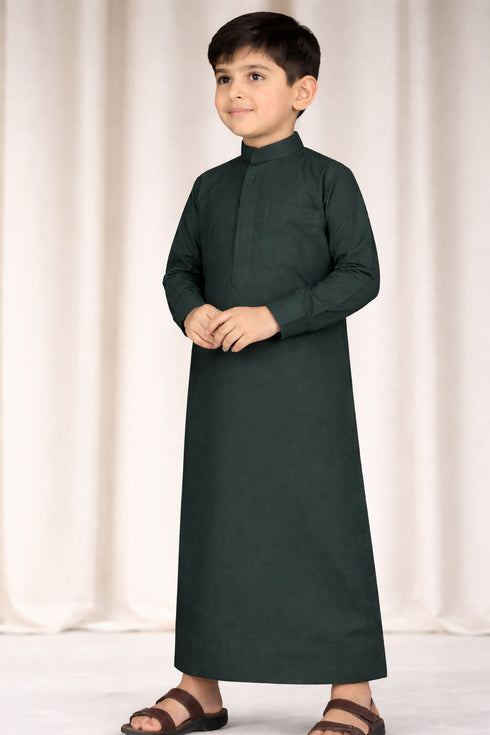 Royal Forest Green Saudi Thobe - Kids