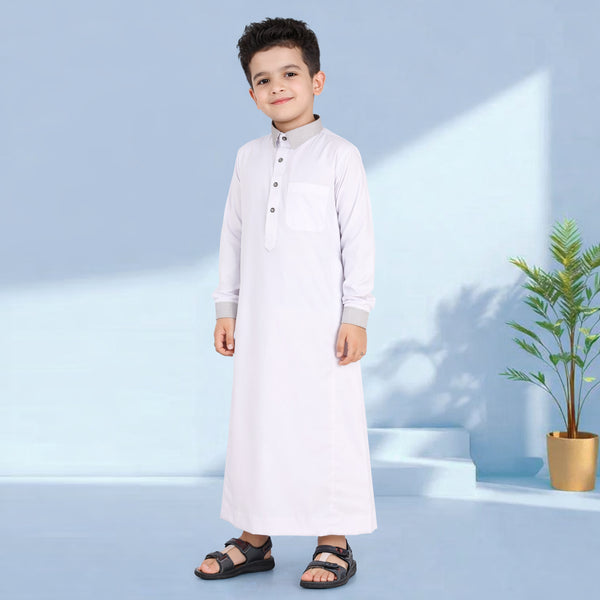 Zenith White Qatari Thobe - Kids