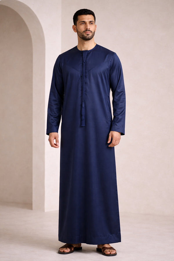 Classic Midnight Steel Blue Emirati Thobe - Men