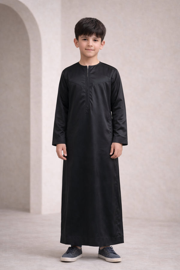 Classic Black Emirati Thobe - Kids