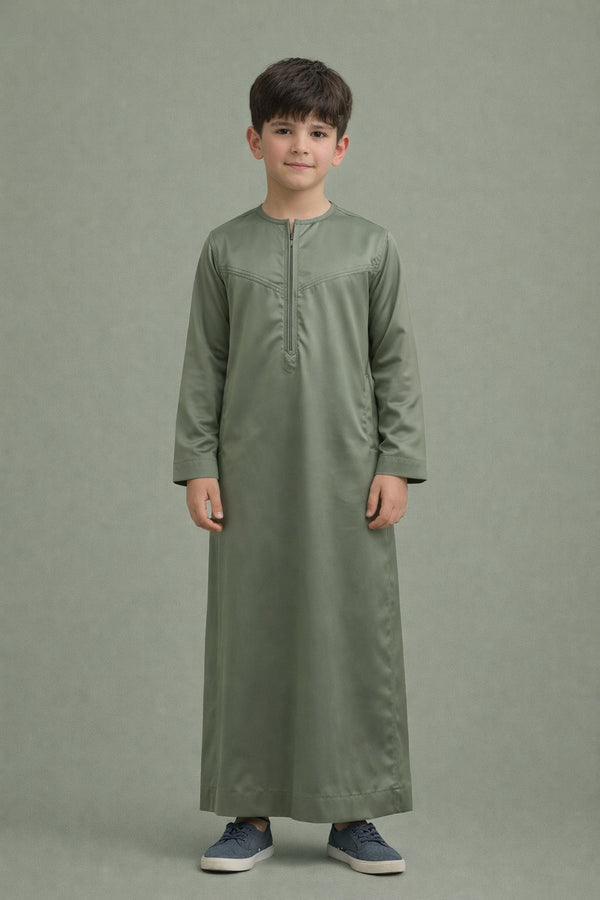 Pastel Green Emirati Thobe - Kids