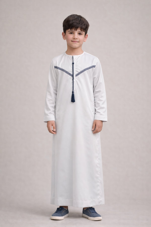 Classic Pure White Emirati Thobe - Kids