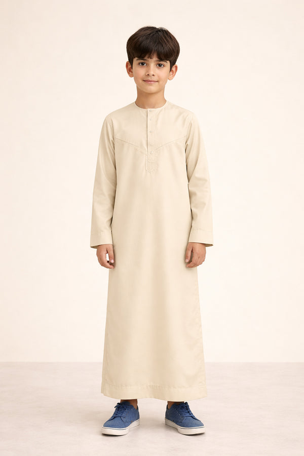 Pastel Yellow Emirati Thobe - Kids