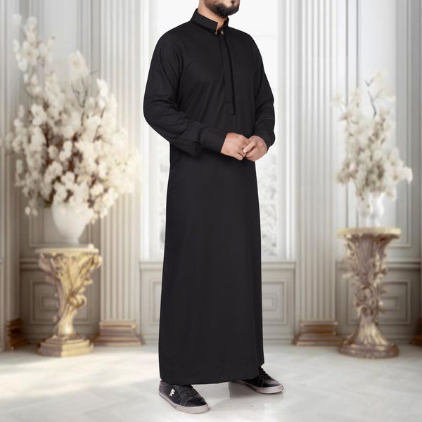Premium Modern Onyx Black Thobe