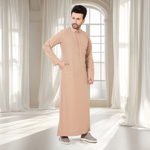 Premium Sandy Brown Qatari Thobe