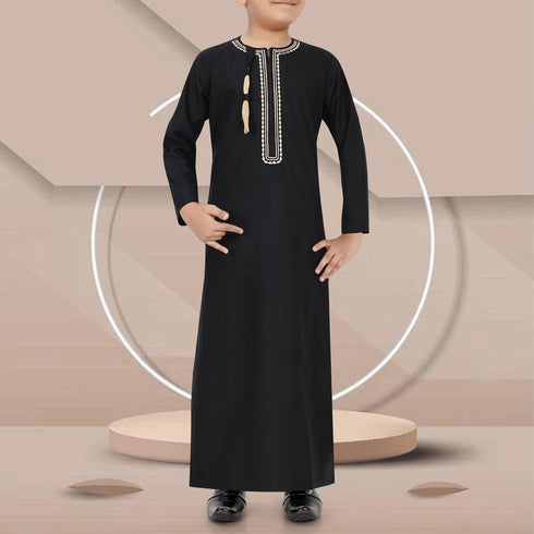 Carbon Black Omani Style-Kids Thobe