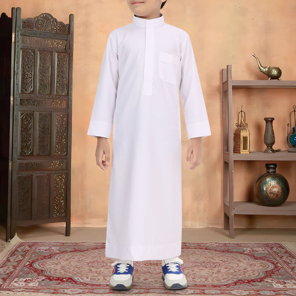 Elegant Pure White – Saudi Style Kids Thobe