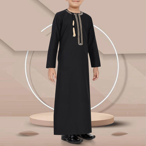 Carbon Black Omani Style-Kids Thobe