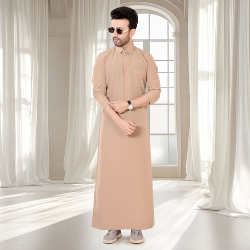 Premium Sandy Brown Qatari Thobe