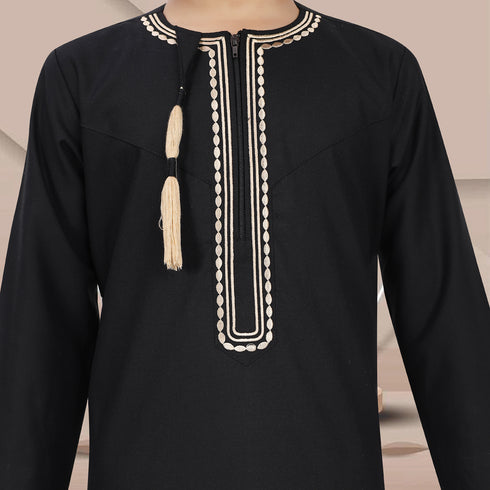 Carbon Black Omani Style-Kids Thobe