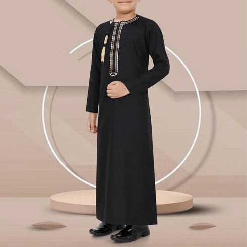 Carbon Black Omani Style-Kids Thobe