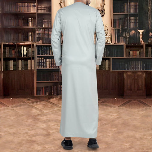 Pistachio Green Emirati Thobe with Embroidered Front & Tassel