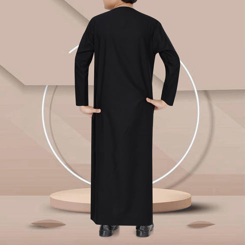 Carbon Black Omani Style-Kids Thobe