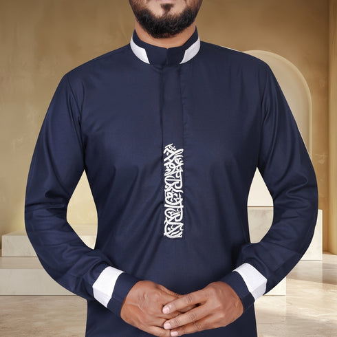 Royal Indigo Thobe with Artisanal Embroidery