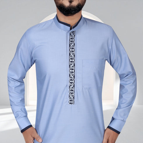 Regal Azure Blue Saudi Thobe - Men