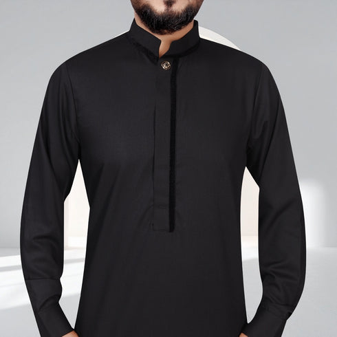 Premium Modern Onyx Black Thobe