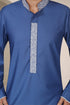 Cobalt Blue Embroidered Thobe - Men