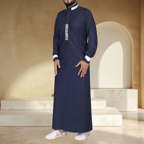 Royal Indigo Thobe with Artisanal Embroidery