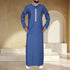 Cobalt Blue Thobe with Detailed Embroidery for a Regal Look