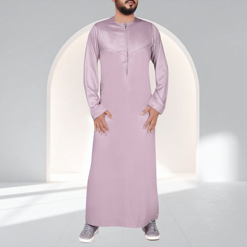 Duscky Mauve Elegance Modern Classic Zipper Thobe
