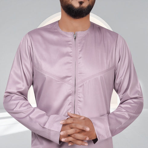 Duscky Mauve Elegance Modern Classic Zipper Thobe