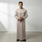 Elegant Desert Beige Emirati Thobe with Brown Stripes